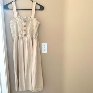Cream sleeveless midi dress